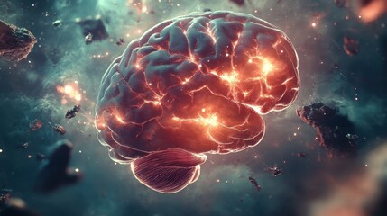 Poster - An illustration of the brain with connections lighting up, representing memory retrieval and cognitive recall.