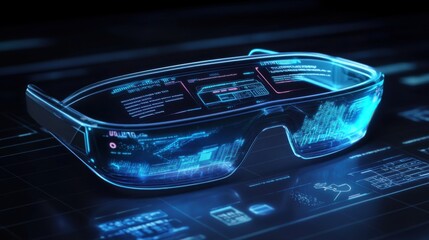 Poster - Futuristic Augmented Reality Glasses with Digital Interface Display