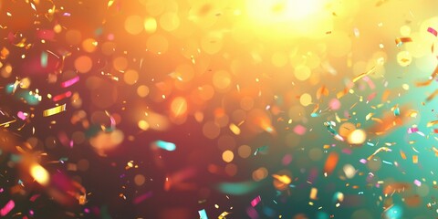 Poster - Brightly colored New Yearâ€™s background with confetti and lights 