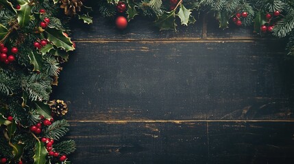 Poster - Chalkboard-style Happy Holidays sign with garland 