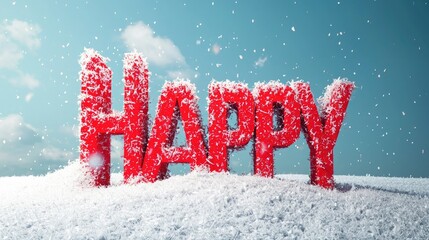Poster - Bold red Happy Holidays font with a winter theme 