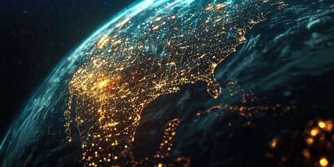 Poster - The Internet of Things expanding rapidly across the globe, symbolized by a nighttime cityscape.