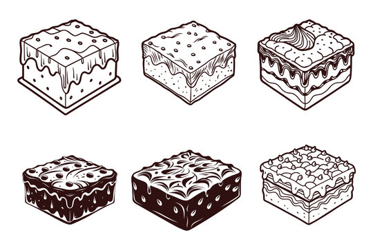 Brownie vector silhouette line art 
