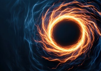 Poster - A vibrant swirling circle of orange and blue light creates a dynamic, mesmerizing visual effect, evoking energy and movement.