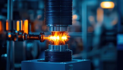 Aufkleber - A close-up of an industrial machine part emitting bright sparks, showcasing advanced engineering and technology in a manufacturing environment.