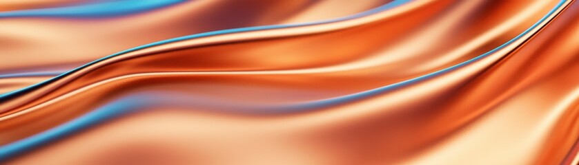 Poster - A close-up of flowing, shimmering fabric in warm tones of orange and copper, showcasing smooth curves and a lustrous finish.