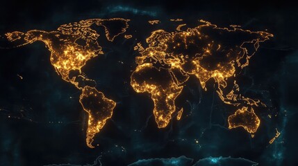 Poster - A world map glowing with small lights, representing voices rising globally