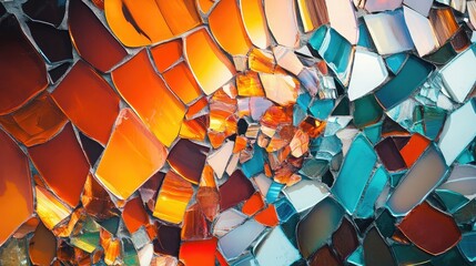 Poster - Abstract mosaic pattern with broken glass textures and vibrant colors
