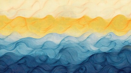 Poster - Gradient wave pattern transitioning from cool blue to warm yellow tones