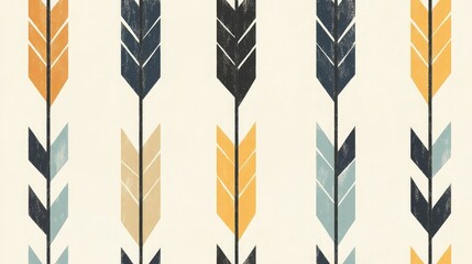 Poster - Minimalist arrow pattern with simple lines in neutral tones