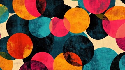 Poster - Overlapping circle pattern with bold outlines and vibrant fills