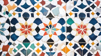 Poster - Traditional tile-inspired pattern with intricate shapes and vibrant colors