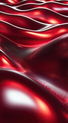 Aufkleber - Abstract Red Waves With Dotted Texture Design