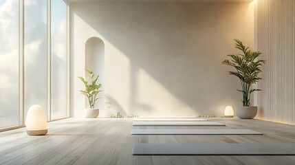 Wall Mural - Serene Minimalist Yoga Studio Interior Design