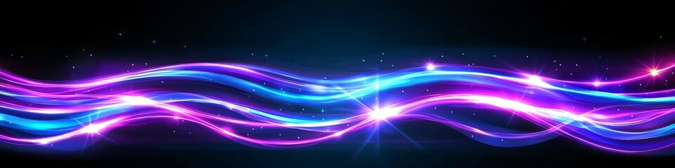 Poster - Vibrant abstract background with flowing blue and pink neon waves.