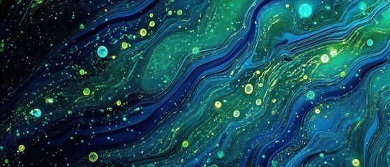 Poster - Digital realm graphic art futuristic data visualization in wide angle