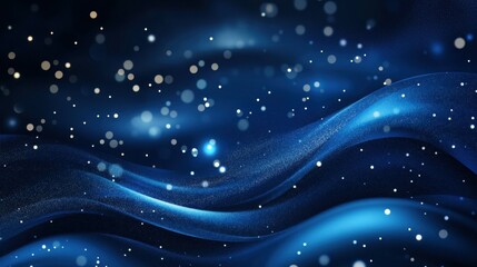 Poster - Calm deep blue metallic waves an abstract digital art background of serenity