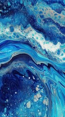 Poster - High-resolution abstract blue and turquoise liquid pattern digital art aesthetic