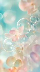 Poster - Floating pastel bubbles in a soft blur abstract art for relaxation tranquil environment