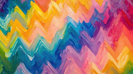 Poster - Colorful zigzag patterns infusing energy into urban digital art environments
