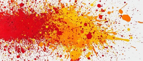 Poster - Artistic perspective dynamic abstract gallery event with bold red and yellow splashes
