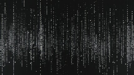 Poster - Abstract digital minimalism grey dots & dashes in a black conceptual environment