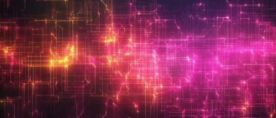 Poster - Illuminating soft lines vibrant neon patterns in abstract digital art environments