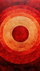 Poster - Red and orange concentric circles abstract digital artwork in indoor gallery setting