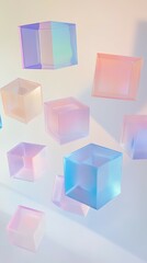 Poster - Aerial perspective contemporary cubes in soft gradients on white background