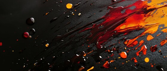 Poster - Artistic environment with vibrant abstract splashes of warm red orange and yellow