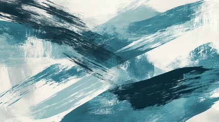 Poster - Eye-level artistic expression teal and grey duotone brush strokes in digital art