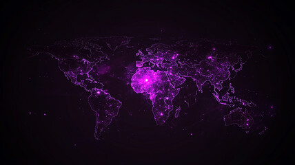 world map technology background with data communication technology and shining light, communications