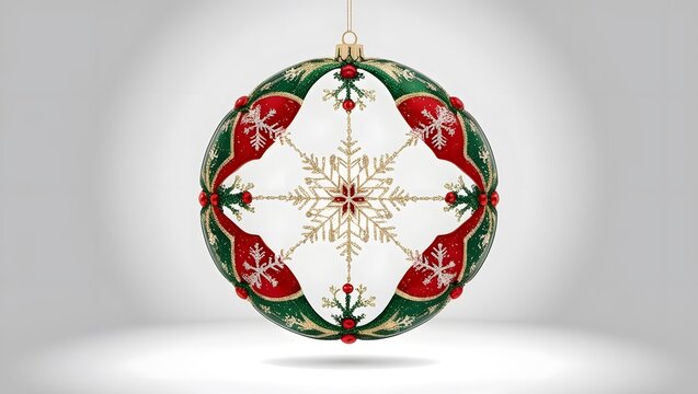 round christmas decoration circle with copyspace isolated on white or transparent