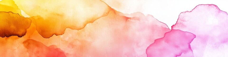 Wall Mural - A vibrant abstract watercolor painting featuring warm hues of orange and pink blending seamlessly.