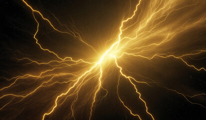 Gold lighting energy flash background.  AI Generated