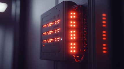 Poster - Futuristic red LED panel wall-mounted.