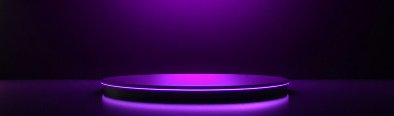 Aufkleber - Purple illuminated stage ready for performance in a dimly lit venue with atmospheric lighting effects
