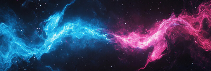 Aufkleber - Cosmic energy flow between blue and pink nebulas