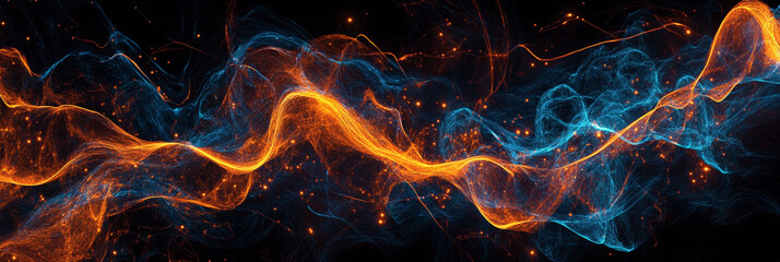 Poster - Colorful swirling patterns of light in dark background