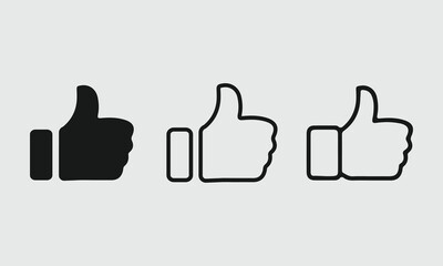 thumb up icons collection. thumbs up or like sign. yes, good symbol. flat style and outline - stock 