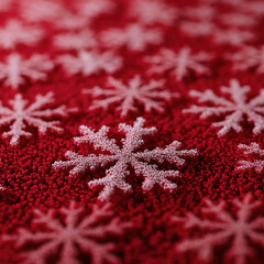 Wall Mural - Merry Christmas, Happy New Year. Red background golden white Christmas snowflakes close up