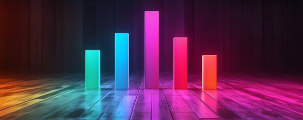 Poster - Colorful data visualization chart in digital space.
