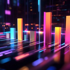 Fototapete - Colorful data visualization with vibrant bars.