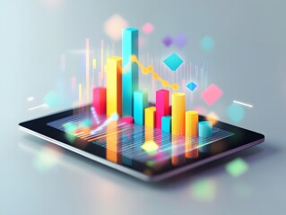 Poster - Colorful digital data visualization on tablet.