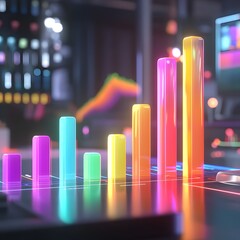 Poster - Vibrant data visualization with colorful bars.
