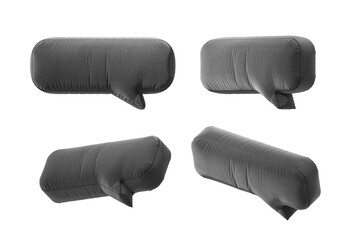 Leinwandbilder - Gray speech bubble-shaped cushions in various angles on white background. 3D Rendering