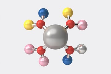 Aufkleber - 3D rendering of a molecule with colorful atoms