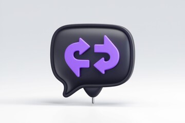 Aufkleber - Purple arrows in a black speech bubble  signifying a message