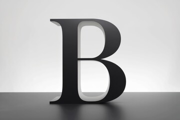 Poster - A large  black  3D letter B on a white background.
