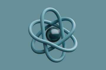 Aufkleber - Abstract 3D model of an atom with a black sphere in the center.